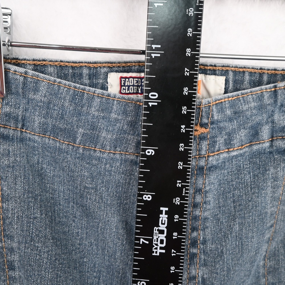 Faded Glory Cargo Capris Womens 12 Blue Denim Stretch Drawstring Hem - Picture 5 of 8